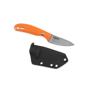 liten jaktkniv med orange G10 skaft