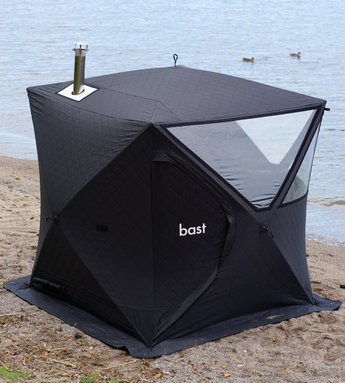 bastutält med kamin