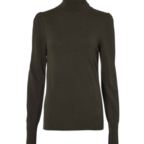 Agnes Rollneck Wool Pullover Women Leather Brown