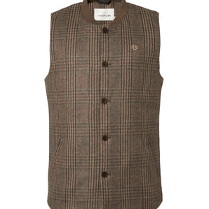 Sion Fill100 Tweed Vest Men Dark Brown Glencheck