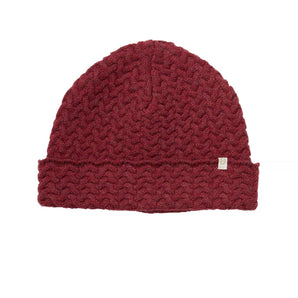 Shandy Cable Knit Wool Beanie Cherry Red
