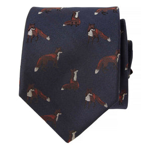 Dixter Silk Tie Dark Navy Foxes