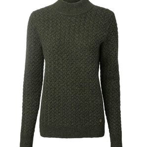 Minley Mockneck Wool Pullover Women Dark Green